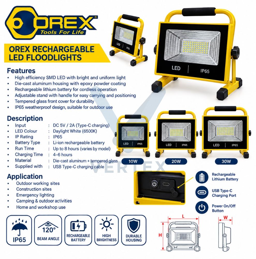 Orex Rechargeable LED Floodlight