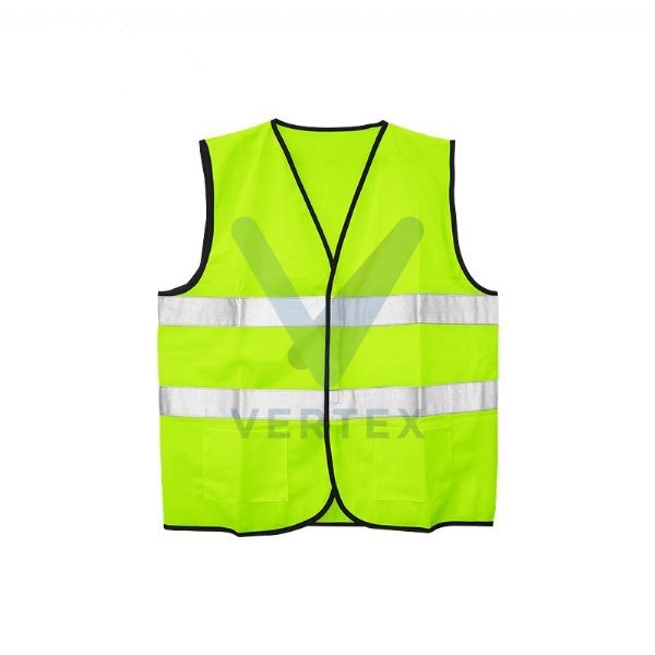 Safety vest with reflective x strip-green