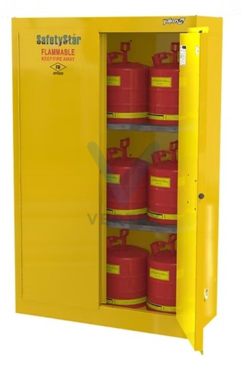 Safetystar Yellow Flammable Safety Cabinet 60 Gallons Yellow Manual Closing 2 doors