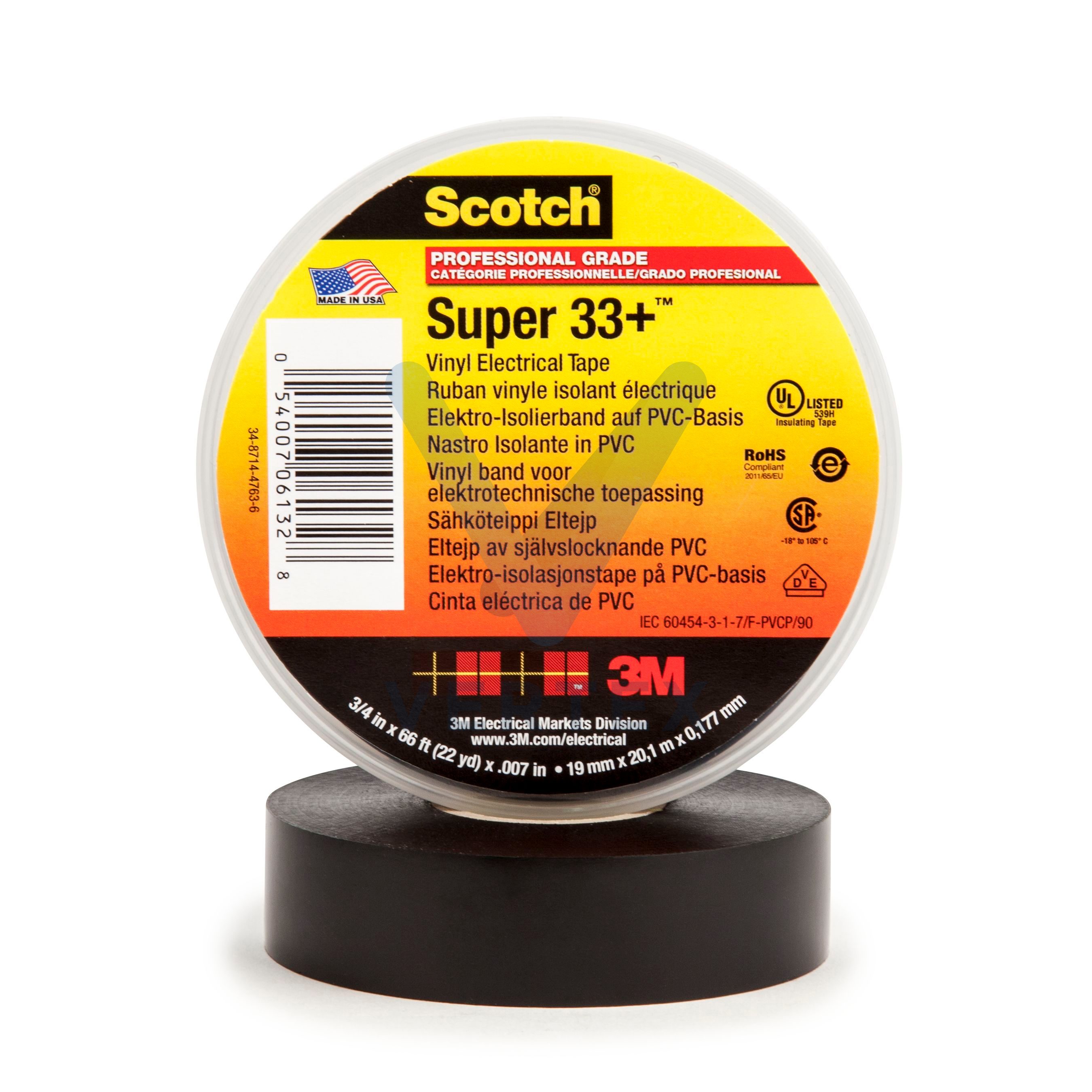 3M Scotch Super 33+ Vinyl Electrical Tape 3/4 in x 66 ft