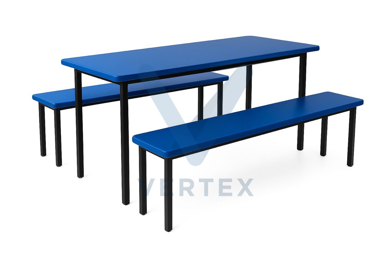 Six Seater Fiberglass Canteen Table with Bench