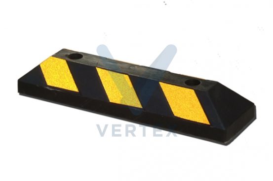 Rubber Car Wheel Stopper with Yellow Bead Reflective Stripes
